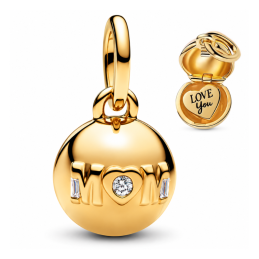Charm boule coeur je t'aime maman doré pour bracelet