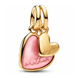 Lot de deux Charm coeur rose doré maman fille pour bracelet