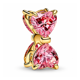 Charm noeud élégant pierre rose bridgerton doré pour bracelet