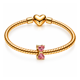 Charm noeud élégant pierre rose bridgerton doré pour bracelet