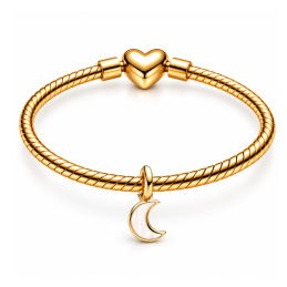 Charm lune nacre blanche doré pour bracelet