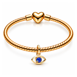 Charm oeil chance bleu simple doré pour bracelet