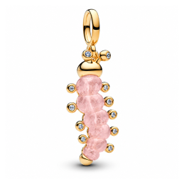 Charm chenille pierre rose doré pour bracelet
