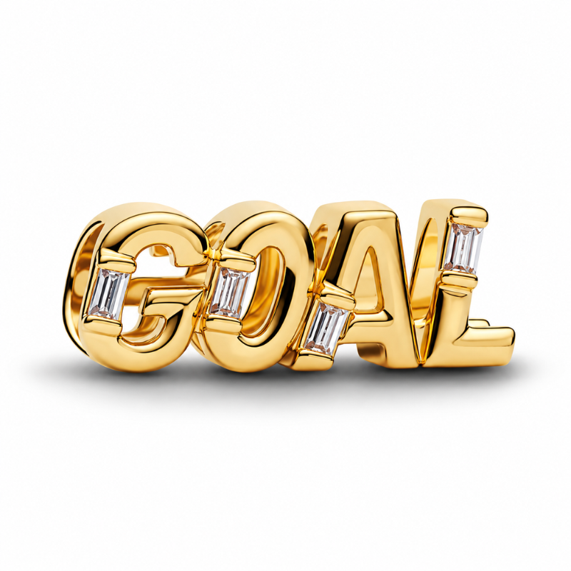 Charm lettre Goal gardien foot coupe du monde doré strass blanc pour bracelet