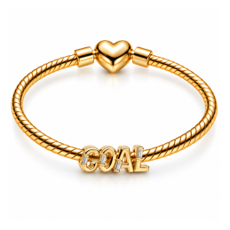 Charm lettre Goal gardien foot coupe du monde doré strass blanc pour bracelet