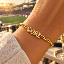Charm lettre Goal gardien foot coupe du monde doré strass blanc pour bracelet
