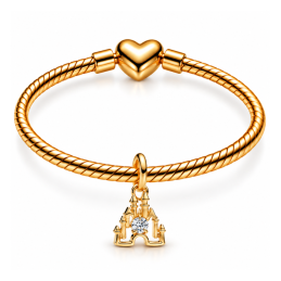 Charm chateau disney strass blanc doré pour bracelet
