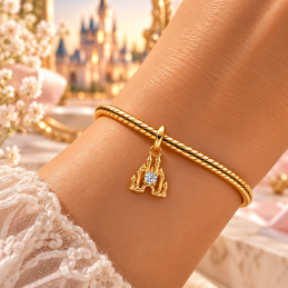 Charm chateau disney strass blanc doré pour bracelet