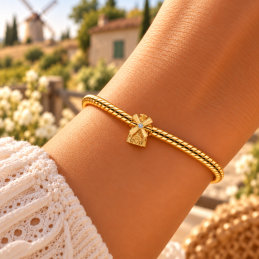Charm moulin pays bas monument doré pour bracelet