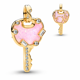 Charm clé coeur chateau amour rose bridgerton doré pour bracelet