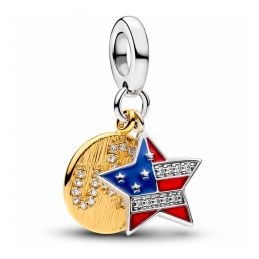 Charm rond doré étoile drapeau USA pour bracelet