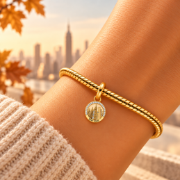 Charm ville new york building immeuble doré pour bracelet