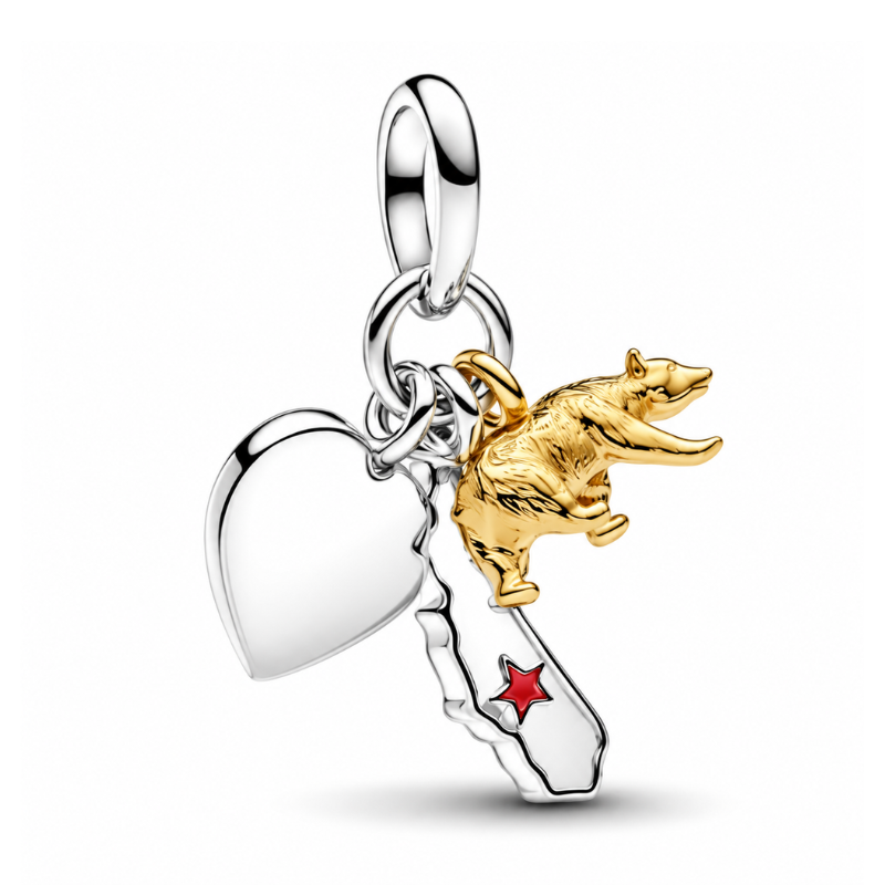 Charm duo bicolore ours doré et californie pour bracelet