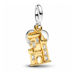 Charm duo bicolore chateau doré et coeur pour bracelet