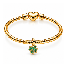 Charm trefle chance vert doré pour bracelet