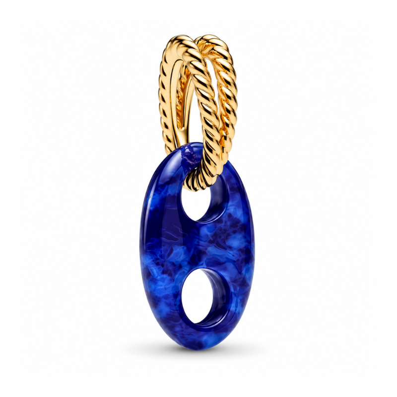 Charm noeud marin mer bleu doré pour bracelet