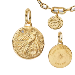 Charm rond oiseau hirondelle talisman doré pour bracelet