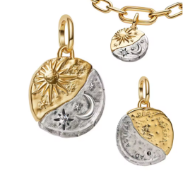 Charm rond soleil doré lune talisman pour bracelet