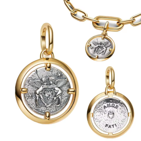 Charm rond ange cupidon amour talisman doré pour bracelet