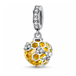 Charm alvéole abeille perle jaune pour bracelet