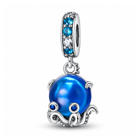Charm pieuvre poulpe bleu strass pierre pour bracelet
