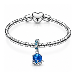 Charm pieuvre poulpe bleu strass pierre pour bracelet