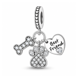 Charm os patte de chien coeur meilleurs amis pour bracelet