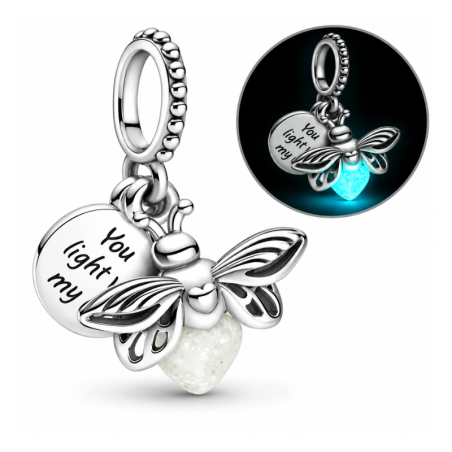 Charm phosphorescent abeille lumière de ma vie pour bracelet