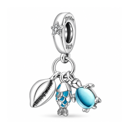 Charm tortue poisson coquillage bleu pour bracelet