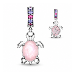 Charm tortue rose strass pour bracelet
