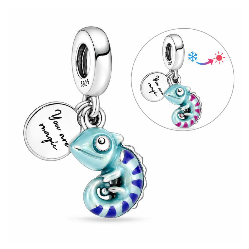 Charm caméléon bleu rose pour bracelet