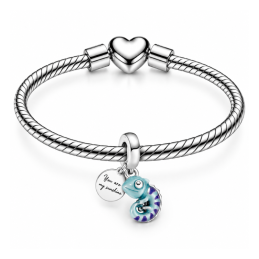 Charm caméléon bleu rose pour bracelet