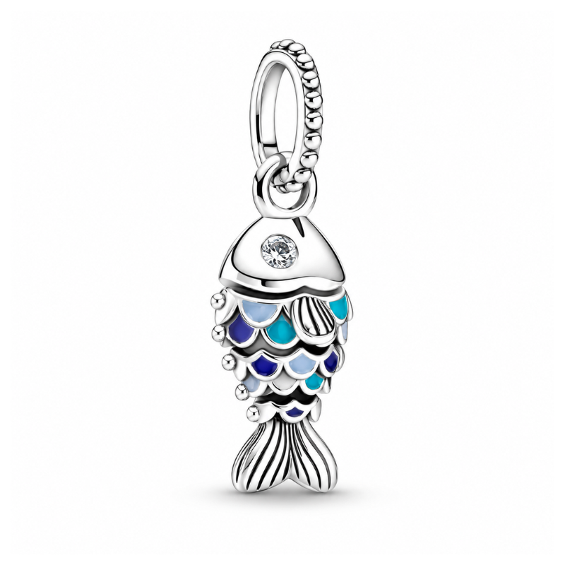 Charm poisson écaille bleu turquoise pour bracelet