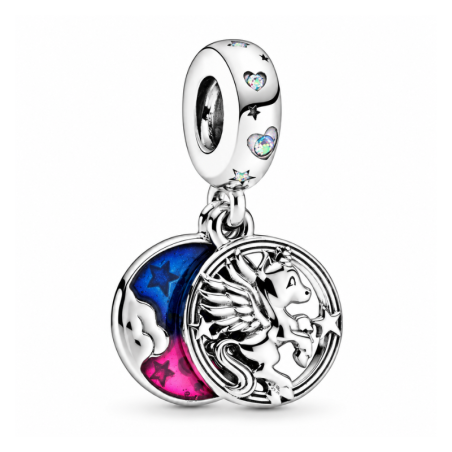 Charm double licorne bleu rose pour bracelet