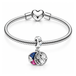 Charm double licorne bleu rose pour bracelet