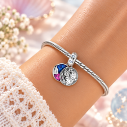 Charm double licorne bleu rose pour bracelet