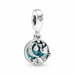 Charm cigogne naissance lune étoile pour bracelet
