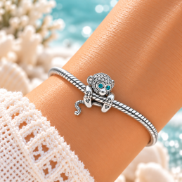 Charm singe yeux bleu turquoise pour bracelet