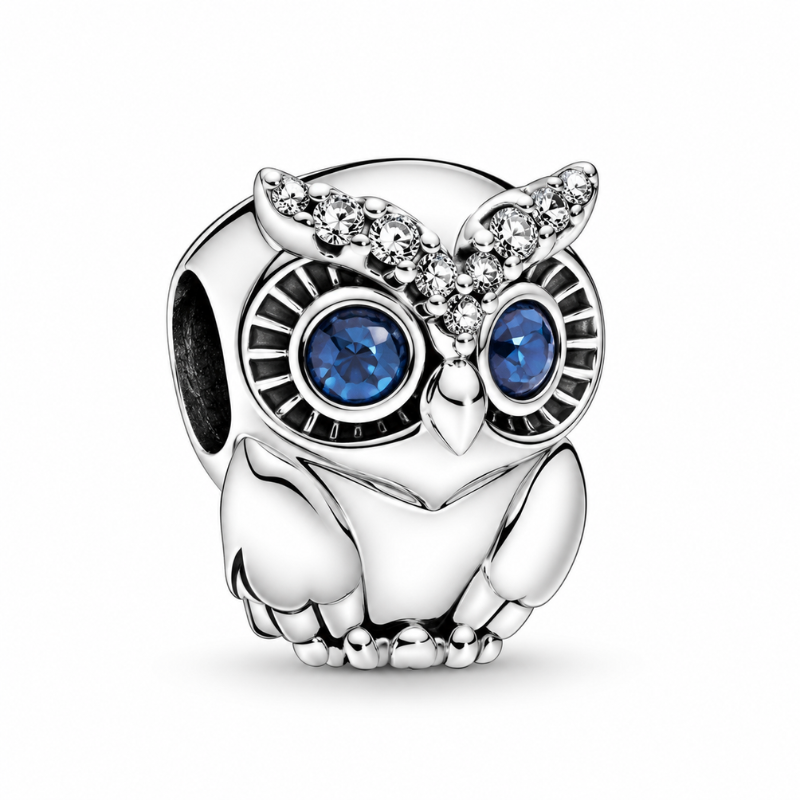 Charm hibou yeux bleu pour bracelet