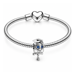 Charm hibou sur perchoir chapeau diplome pour bracelet
