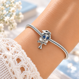 Charm hibou sur perchoir chapeau diplome pour bracelet