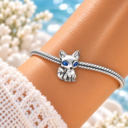 Charm renard yeux bleus pour bracelet