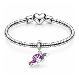 Charm licorne arc en ciel strass pour bracelet