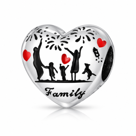 Charm coeur famille amour chien pour bracelet