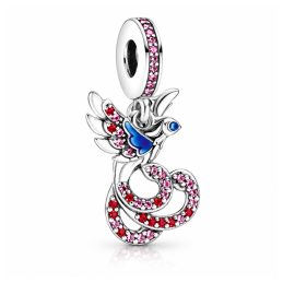 Charm oiseau phénix strass rouge rose pour bracelet