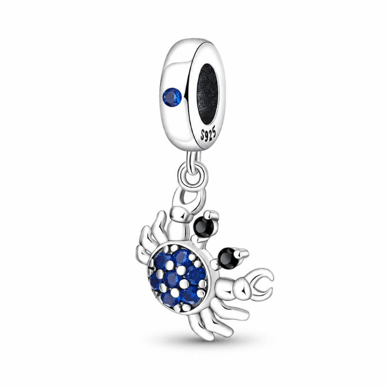 Charm crabe mer strass bleu pour bracelet