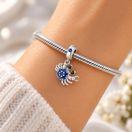 Charm crabe mer strass bleu pour bracelet