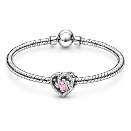 Charm patte os chien strass rose pour bracelet