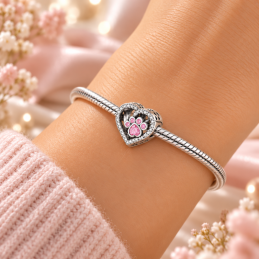 Charm patte os chien strass rose pour bracelet