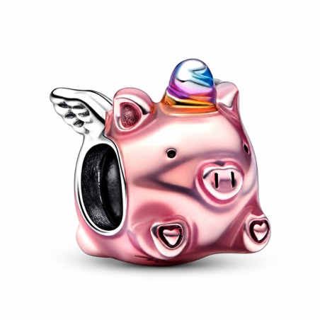 Charm cochon rose aile chapeau pour bracelet